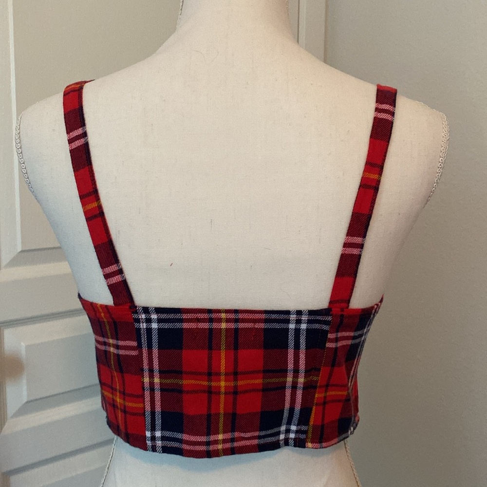 Say What? Red plaid bustier crop top, M - Picture 2 of 8